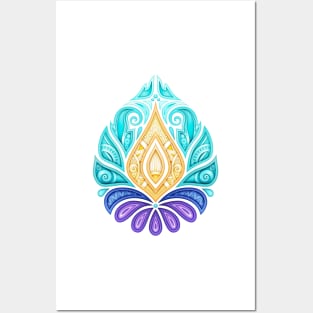 Colored Decorative Damask Design Element Posters and Art